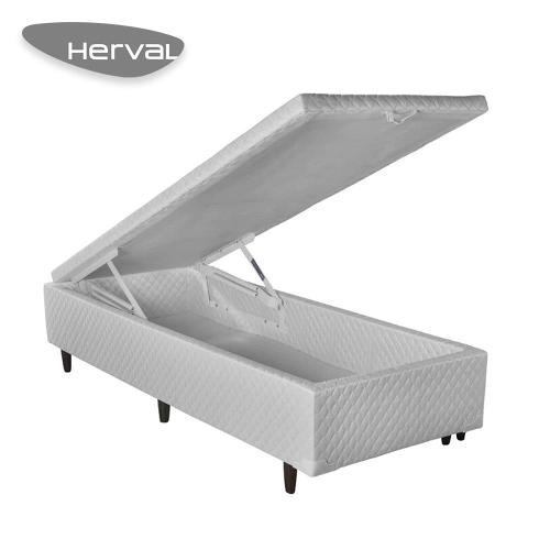 Base Cama Box Baú Herval Solteiro Space, 46x88x188 cm, Branco