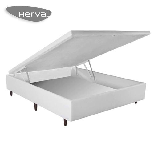 Base Cama Box Baú Herval Casal Space III, 41x138x188 cm, Branco