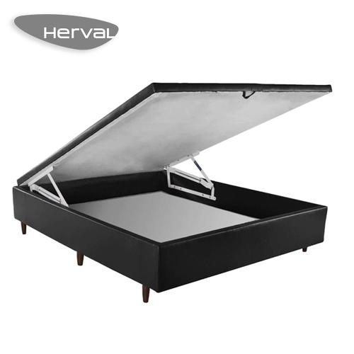 Base Cama Box Baú Herval Casal Space II, 46x138x188 cm, Preto