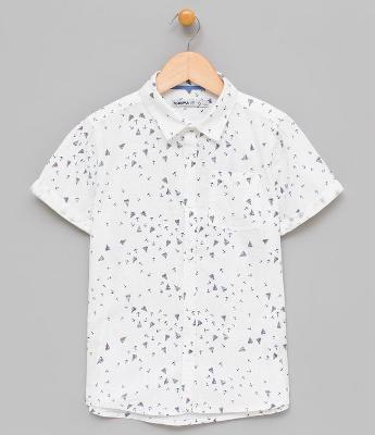 Camisa Infantil Estampada em Tricoline - Tam 5 a 14