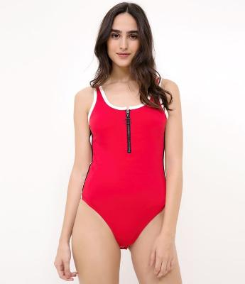 Body com Zíper Frontal e Laterais Contrastantes