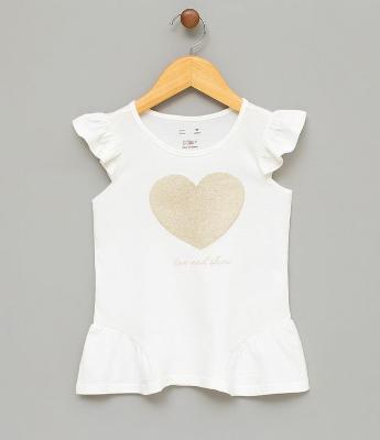 Blusa Infantil com Estampa e Babados - Tam 1 a 4