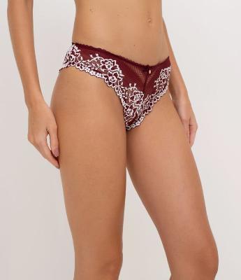Calcinha Biquíni em Renda Floral Bicolor