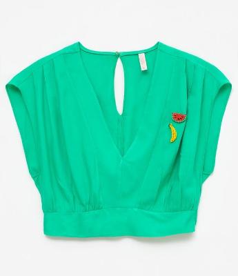 Blusa com Bordado Melancia Verde
