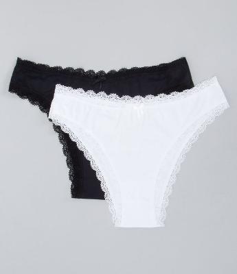 Kit com 2 Calcinhas Biquíni com Renda
