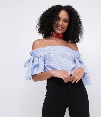 Blusa com Listras Ombro a Ombro