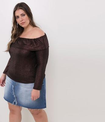 Blusa Ombro a Ombro Metalizada Curve & Plus Size