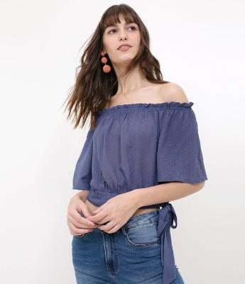 Blusa Ombro a Ombro com Amarração 