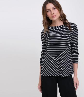 Blusa Listrada com Manga 3/4 