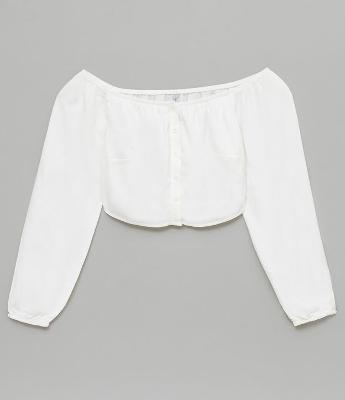 Blusa Cropped Ciganinha com Botões
