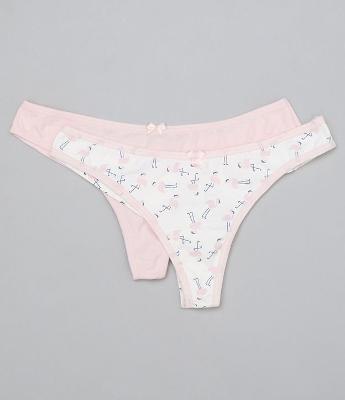 Kit com 2 Calcinhas Biquíni Fio Estampado e Liso 