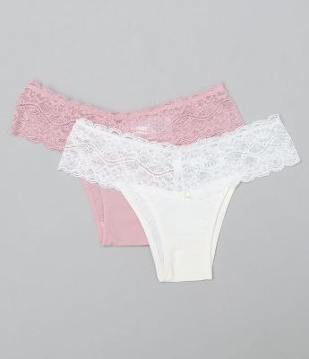 Kit com 2 Calcinhas Biquíni com Cós de Renda