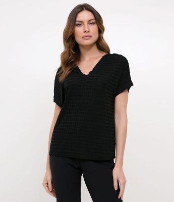 Blusa Quadriculada com Abertura nas Costas