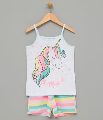 Pijama Infantil Algodão com Estampa Unicórnio - Tam 6 a 14