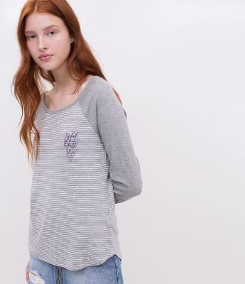 Blusa Listrada  com Estampa 