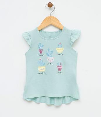 Blusa Infantil com Estampa de Cactos - Tam 1 a 4