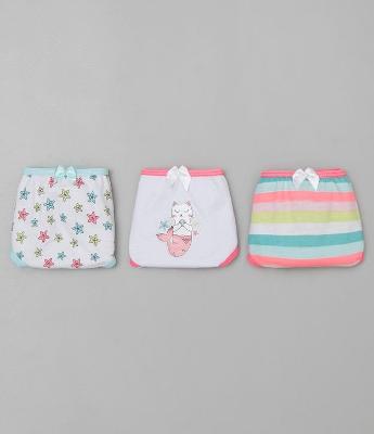 Kit com 3 Calcinhas Infantil Estampadas e Lisa - Tam 2 a 14