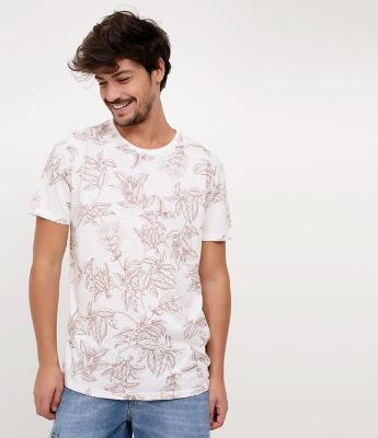 Camiseta com Estampa Folhagens