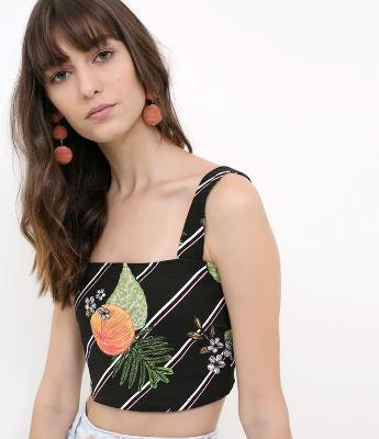 Regata Top Cropped Estampada
