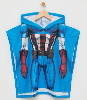 Poncho Infantil com Estampa Capitão América - Tam P ao G
