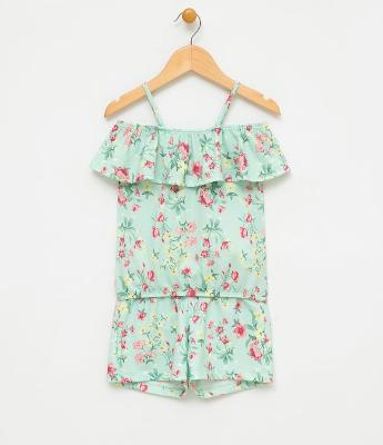 Conjunto Infantil com Cropped e Short Estampados - Tam 1 A 4