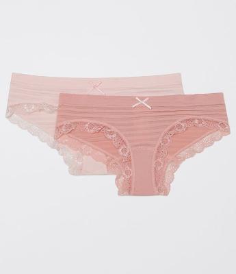 Kit de 2 Calcinhas Boyshort Sem Costura com Renda