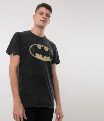 Camiseta Marmorizada com Estampa Batman