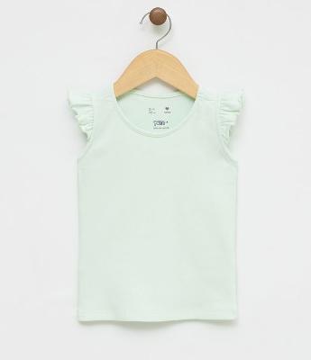 Blusa Regata Infantil com Babadinho no Ombro - Tam 1 a 4