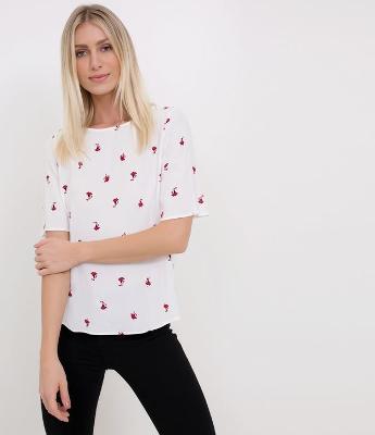 Blusa Estampada com zíper nas Costas 