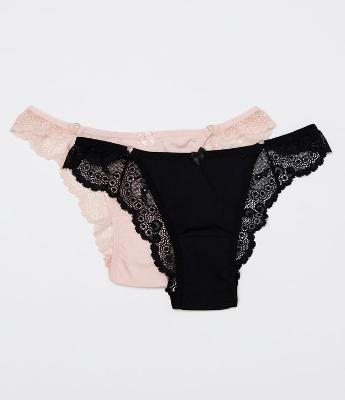 Kit com 2 Calcinhas Biquíni com Renda 