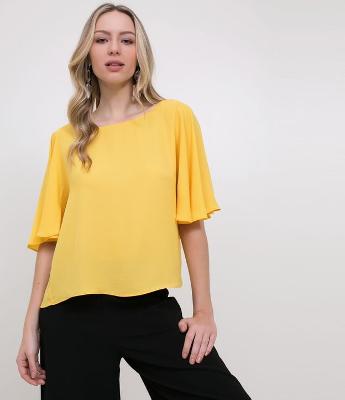 Blusa Lisa em Chiffon Amarelo