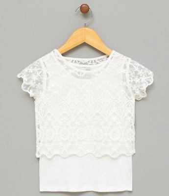 Blusa Infantil com Renda - Tam 5 a 14