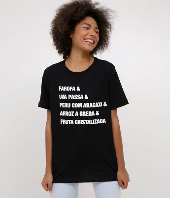 T Shirt com Estampa Comidas de Natal 
