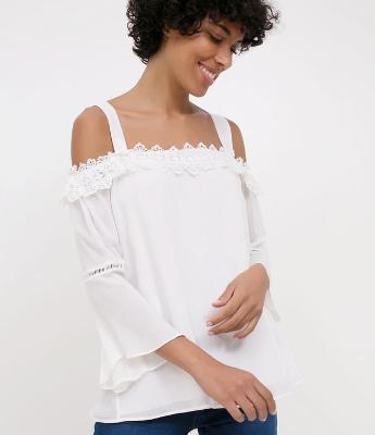Blusa Ombro a Ombro com Renda 