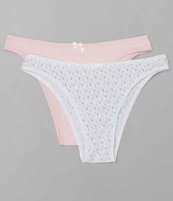 Kit com 2 Calcinhas Biquíni Estampada e Lisa 