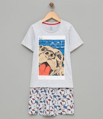 Pijama Infantil Algodão com Estampa Dog - Tam 6 a 14
