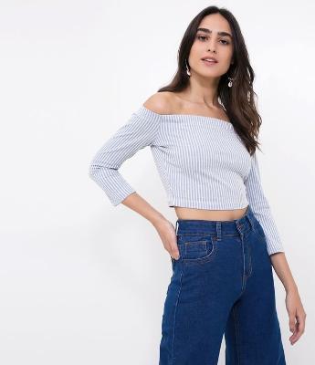 Blusa Ombro a Ombro Listrada