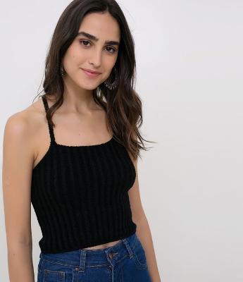 Blusa Cropped com Amarração nas Costas 