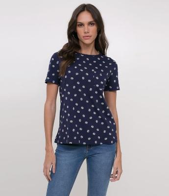 T shirt com Repetição de Ícone Joaninha