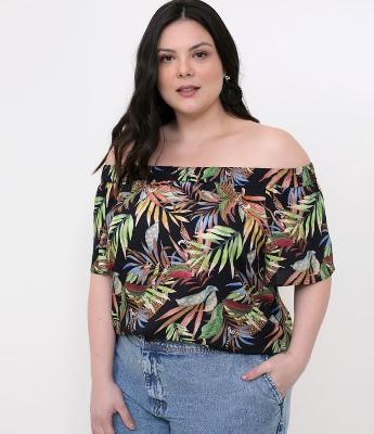 Blusa Estampada Ombro a Ombro Curve & Plus Size