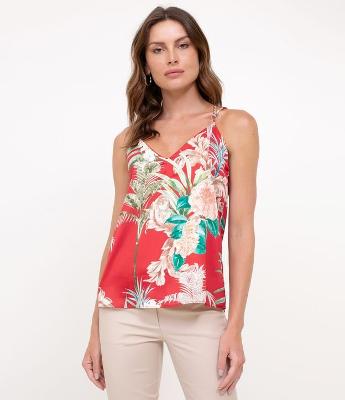 Regata Floral com Alças Ttranspassadas