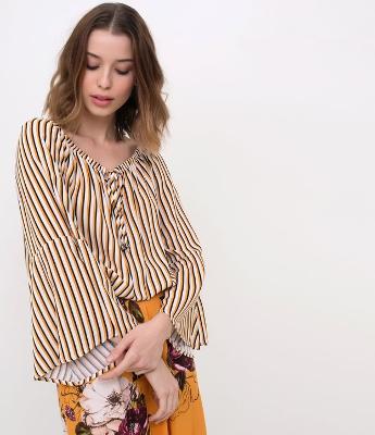 Blusa Listrada com Amarração 