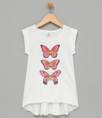 Blusa Infantil com Estampa de Borboletas - Tam 5 a 14