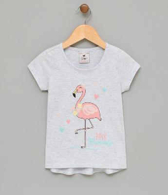 Blusa Infantil com Estampa Flamingo - Tam 1 a 4