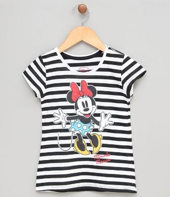 Blusa Infantil Listrada com Estampa Minnie - Tam 2 A 12