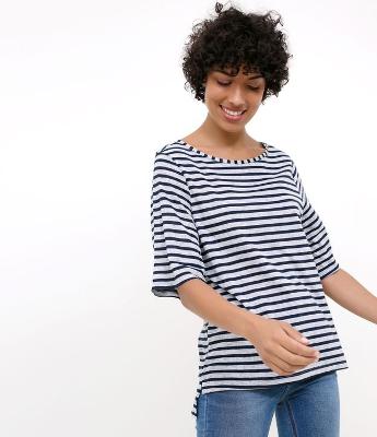 Blusa Listrada Manga Curta