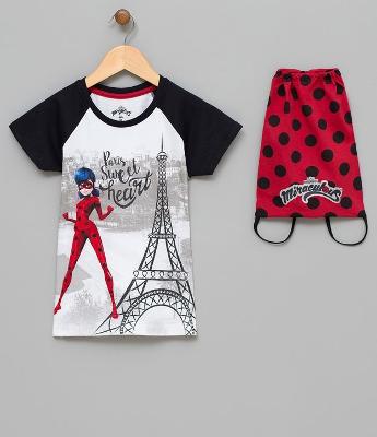 Blusa Infantil com Estampa Ladybug com Saquinho - Tam 4 a 12