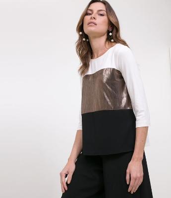 Blusa com Recortes Manga 3/4