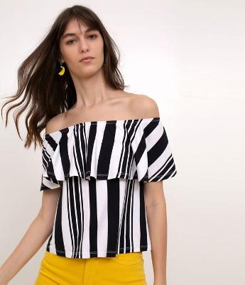 Blusa Ombro a Ombro Listrada