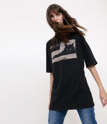 T Shirt com Estampa Halloween Gato